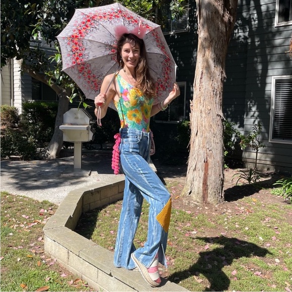 SOLD Vintage Velvet Colorful Bodysuit - Picture 10 of 13